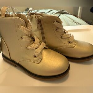 NWT Girls lace-Up Zipper Combat Boots Gold - Cat & Jack™